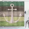 Ambesonne Anchor Shower Curtain, Grungy Style Sailing Themed Timeworn Marine Motif on Rustic Wooden Planks Nautical, Cloth Fabric Bathroom Decor Set with Hooks, 69" W x 84" L, Green Taupe view 1
