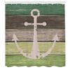 Ambesonne Anchor Shower Curtain, Grungy Style Sailing Themed Timeworn Marine Motif on Rustic Wooden Planks Nautical, Cloth Fabric Bathroom Decor Set with Hooks, 69" W x 84" L, Green Taupe view 2