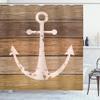 Ambesonne Anchor Shower Curtain, Nautical Ornament Grunge Marine Rustic Planks on Warm Earthy Tones, Cloth Fabric Bathroom Decor Set with Hooks, 69" W x 84" L, Brown Yellow view 1