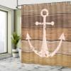 Ambesonne Anchor Shower Curtain, Nautical Ornament Grunge Marine Rustic Planks on Warm Earthy Tones, Cloth Fabric Bathroom Decor Set with Hooks, 69" W x 84" L, Brown Yellow view 4