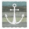 Ambesonne Anchor Shower Curtain, Timeworn Marine Theme Rustic Nautical Pattern on Weathered Wooden Planks, Cloth Fabric Bathroom Decor Set with Hooks, 69" W x 84" L, Green Grey view 2