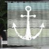 Ambesonne Anchor Shower Curtain, Timeworn Marine Theme Rustic Nautical Pattern on Weathered Wooden Planks, Cloth Fabric Bathroom Decor Set with Hooks, 69" W x 84" L, Green Grey view 3