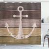 Ambesonne Anchor Shower Curtain, Marine on Wooden Planks Rustic Nautical Theme Oceans in Earthy Tones, Cloth Fabric Home Bathroom Decorations Decor for Dorm Set with Hooks, 69" W x 84" L, Taupe Khaki view 1