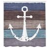 Ambesonne Anchor Shower Curtain, Timeworn Nautical Themed Marine Pattern and Wooden Planks in Rustic Design, Cloth Fabric Bathroom Decor Set with Hooks, 69" W x 75" L, Mauve Taupe view 2