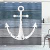 Ambesonne Anchor Shower Curtain, A Drawing Nautical Style Rustic Illustration of Maritime Motif on Old Planks, Cloth Fabric Bathroom Decor Set with Hooks for Home Decoration, 69" W x 84" L, Blue Grey view 1