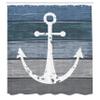 Ambesonne Anchor Shower Curtain, A Drawing Nautical Style Rustic Illustration of Maritime Motif on Old Planks, Cloth Fabric Bathroom Decor Set with Hooks for Home Decoration, 69" W x 84" L, Blue Grey view 2