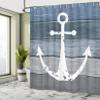 Ambesonne Anchor Shower Curtain, A Drawing Nautical Style Rustic Illustration of Maritime Motif on Old Planks, Cloth Fabric Bathroom Decor Set with Hooks for Home Decoration, 69" W x 84" L, Blue Grey view 4