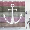 Ambesonne Anchor Shower Curtain, Grunge Style Nautical Artwork of Marine Pattern and Weathered Planks, Cloth Fabric Bathroom Decor Set with Hooks, 69" W x 84" L, Green Rose view 1