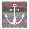 Ambesonne Anchor Shower Curtain, Grunge Style Nautical Artwork of Marine Pattern and Weathered Planks, Cloth Fabric Bathroom Decor Set with Hooks, 69" W x 84" L, Green Rose view 2