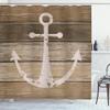 Ambesonne Anchor Shower Curtain, Earthy Nautical Rustic Sailor Design Grunge Wooden Marine Ornament, Cloth Fabric Decor for Ocean Theme Bathroom Accessories Set with Hooks, 69" W x 75" L, Brown Camel view 1