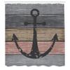 Ambesonne Anchor Shower Curtain, Grunge Rustic Drawing Marine Sailor Pattern and Wooden Planks, Cloth Fabric for Ocean and Beach Bathroom Home Decor Set with Hooks Included, 69" W x 75" L, Grey Salmon view 2
