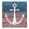 Ambesonne Anchor Shower Curtain, Nautical Pattern of Rustic Marine Symbol on Weathered Grungy Wooden Planks Print, Cloth Fabric Bathroom Decor Set with Hooks, 69" W x 84" L, Pink Blue view 2