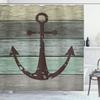 Ambesonne Anchor Shower Curtain, Dark Brown Sailing Marine Symbol of Sailor on Grunge Wooden Planks Rustic Nautical Art, Cloth Fabric for Bathroom Ship Decor Set with Hooks, 69" W x 84" L, Khaki Green view 1