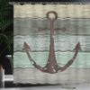Ambesonne Anchor Shower Curtain, Dark Brown Sailing Marine Symbol of Sailor on Grunge Wooden Planks Rustic Nautical Art, Cloth Fabric for Bathroom Ship Decor Set with Hooks, 69" W x 84" L, Khaki Green view 3