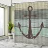 Ambesonne Anchor Shower Curtain, Dark Brown Sailing Marine Symbol of Sailor on Grunge Wooden Planks Rustic Nautical Art, Cloth Fabric for Bathroom Ship Decor Set with Hooks, 69" W x 84" L, Khaki Green view 4