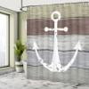Ambesonne Anchor Shower Curtain, Grunge Style Nautical Ornament Timeworn Matine Pattern on Rustic Wooden Planks, Cloth Fabric Bathroom Decor Set with Hooks, 69" W x 75" L, Green Umber view 4