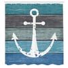 Ambesonne Anchor Shower Curtain, Coastal Shape Rustic Sailing Nautical Themed Graphic Style Marine Ornament and Planks, Cloth Fabric for Bathroom House Decor Set with Hooks, 69" W x 84" L, Blue Green view 2