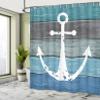 Ambesonne Anchor Shower Curtain, Coastal Shape Rustic Sailing Nautical Themed Graphic Style Marine Ornament and Planks, Cloth Fabric for Bathroom House Decor Set with Hooks, 69" W x 84" L, Blue Green view 4