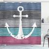 Ambesonne Anchor Shower Curtain, Weathered Themed Marine Nautical Ornament on Old Look Rustic Grunge Planks, Cloth Fabric Bathroom Decor Set with Hooks, 69" W x 75" L, Grey Seafoam view 1