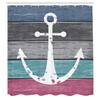 Ambesonne Anchor Shower Curtain, Weathered Themed Marine Nautical Ornament on Old Look Rustic Grunge Planks, Cloth Fabric Bathroom Decor Set with Hooks, 69" W x 75" L, Grey Seafoam view 2