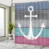 Ambesonne Anchor Shower Curtain, Weathered Themed Marine Nautical Ornament on Old Look Rustic Grunge Planks, Cloth Fabric Bathroom Decor Set with Hooks, 69" W x 75" L, Grey Seafoam view 4