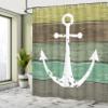 Ambesonne Anchor Shower Curtain, Rustic Theme Nautical Illustration of Marine Pattern on Weathered Wooden Planks, Cloth Fabric Bathroom Decor Set with Hooks, 69" W x 75" L, Green Cocoa view 4