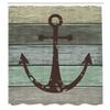 Ambesonne Anchor Shower Curtain, Dark Brown Marine Symbol on Grunge Weathered Wooden Planks Rustic Nautical Art, Cloth Fabric Bathroom Decor Set with Hooks, 69" W x 75" L, Khaki Green view 2
