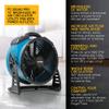XPOWER FC-250AD DC Motor Heavy Duty Industrial High Velocity Whole Room Air Mover Air Circulator Utility Floor Fan with Daisy Chain, Variable Speed, Timer, 13 inch, 1560 CFM view 2
