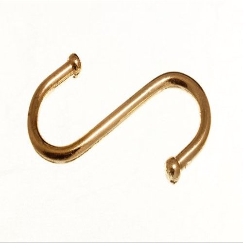 8 x Ball END S Hooks Pot Utensil Hanger Brass Plated Steel 75MM 3 INCH