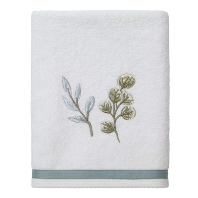 Avanti Linens - Hand Towel, Soft & Absorbent Cotton Towel (Ombre Leaves Collection), 28.00" x 16.00", White