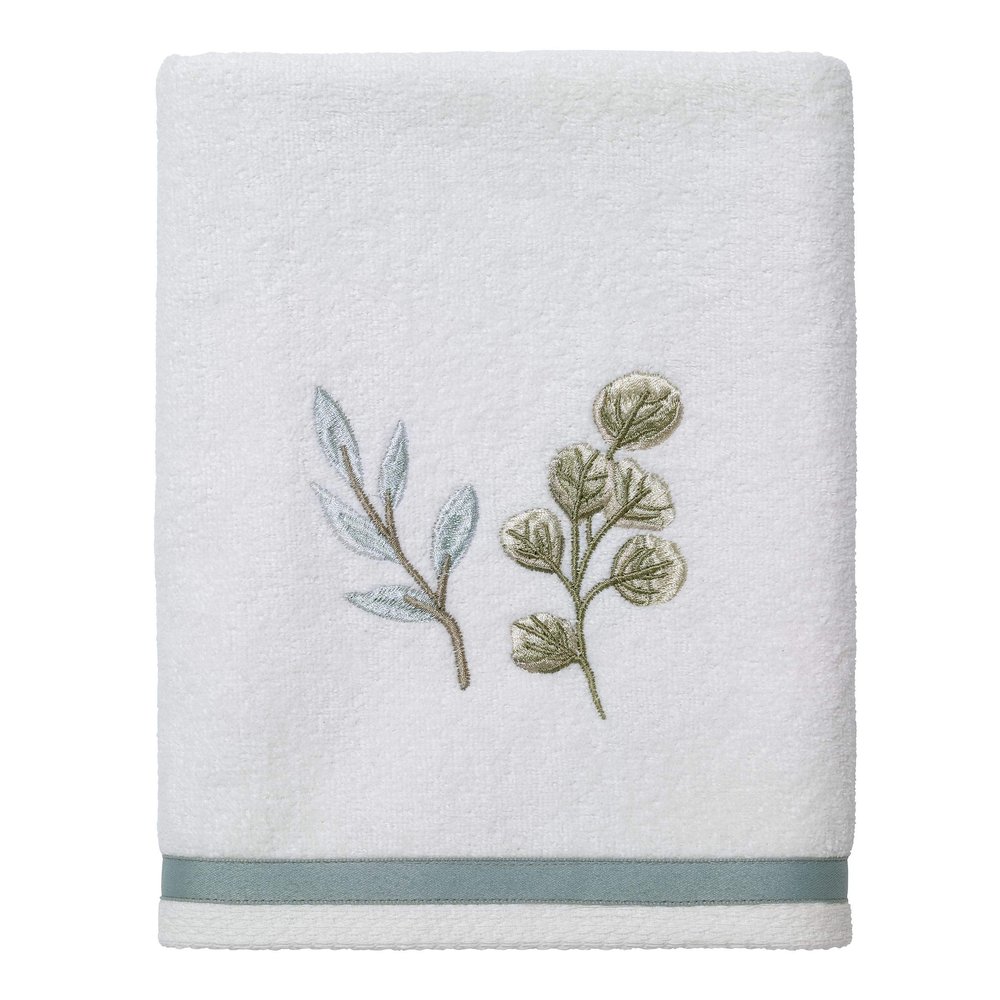 Avanti Linens - Hand Towel, Soft & Absorbent Cotton Towel (Ombre Leaves Collection), 28.00" x 16.00", White