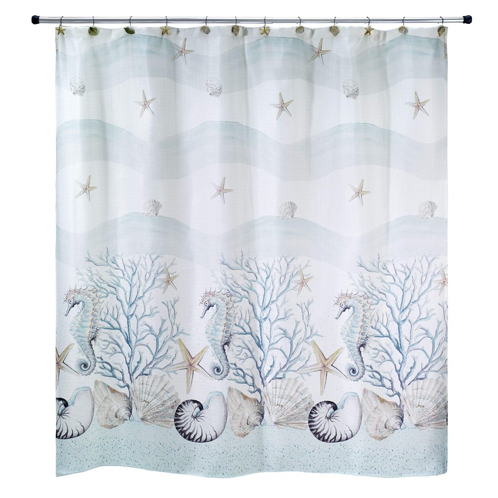 Avanti Linens - Fabric Shower Curtain, Sea Inspired Bathroom Decor (Coastal Terrazo Collection, 72")