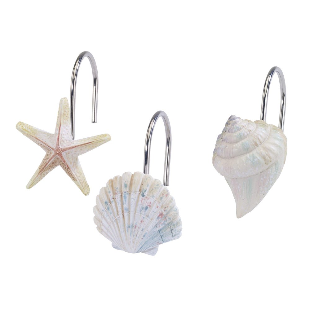 Avanti Linens - Shower Curtain Hooks, Sea Inspired Bathroom Decor, Set of 12 (Coastal Terrazo Collection)
