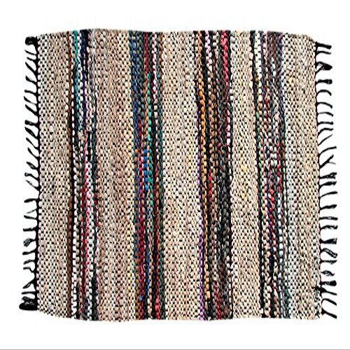 Home Weavers Broadway Leather Handmade Stripe Rug, 30"x50" Beige