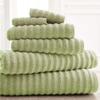6 Piece Modern Wavy Luxury Bath Towels 100-Percent Egyptian Cotton Bath Towels Textured Rib Pattern Green Solid Color - Bath Towel Hand Towel Wash Cloth - All Season Soft Absorbent Quick Dry Towel Set view 1