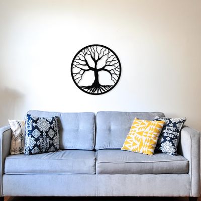 Badger Steel USA - Tree of Life Roots - Metal Wall Art - 18" X 18" - Hammered Silver
