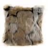Plutus Brands Taupe, Black Plutus Wild Wolf Animal Faux Fur Luxury Throw Pillow 26 in x 26in, Double Sided 26" x 26" view 1