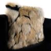 Plutus Brands Taupe, Black Plutus Wild Wolf Animal Faux Fur Luxury Throw Pillow 26 in x 26in, Double Sided 26" x 26" view 3