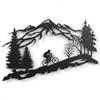 DEKADRON Metal Biker Wall Art, Mountain Tree and Cyclist Themed Wall Art, Metal Wall Decor, Bicycle Lover Gift, Home Decoration, Wall Hangings (30" W x 19" H / 75x48 cm) view 1