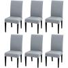 6 Pack Dining Chair Covers, Stretch Spandex Removable Washable Protector Chair Slipcovers for Dining Room Kitchen Hotel (Grey) view 1