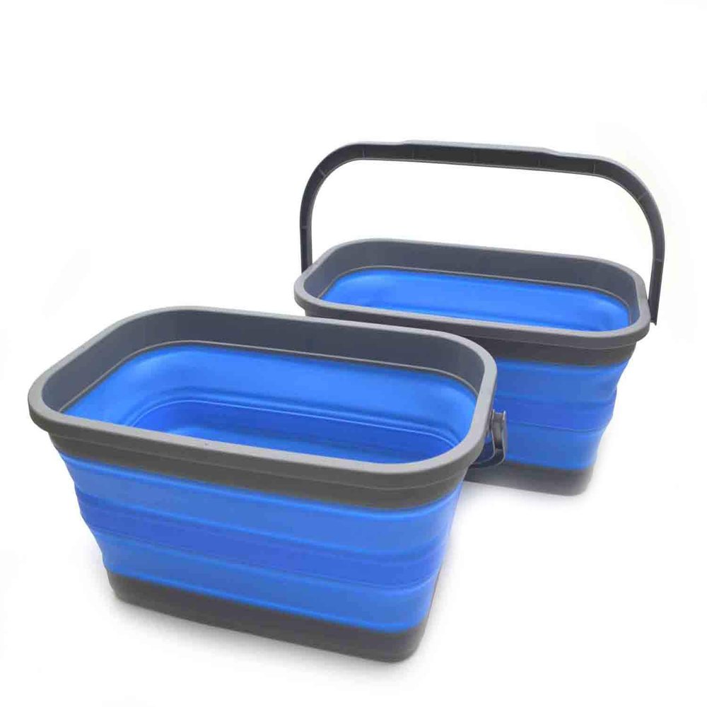 SAMMART Set of 2-11.6L (3.06 Gallon) Collapsible Rectangular Handy Basket/Bucket (Blue, 2)