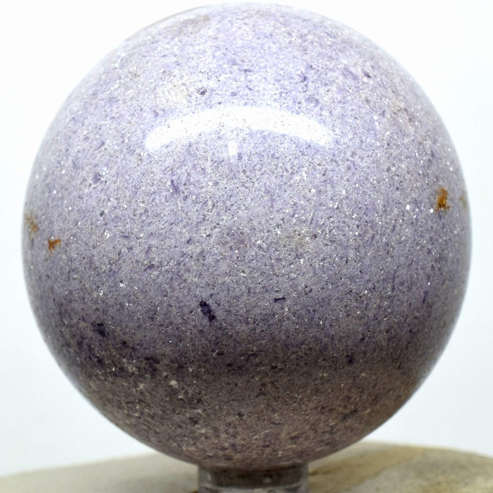2.5" 385g Sparkling Lilac Lepidolite Sphere Polished Natural Litha Mica/Flower Sugilite Gemstone Crystal Mineral Ball - Madagascar + Stand