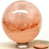 2.1" 210g Rainbow Sparkling Hematoid Fire Quartz Sphere Polished Natural Traslucent Gemstone Crystal Mineral Ball - Madagascar + Stand view 4