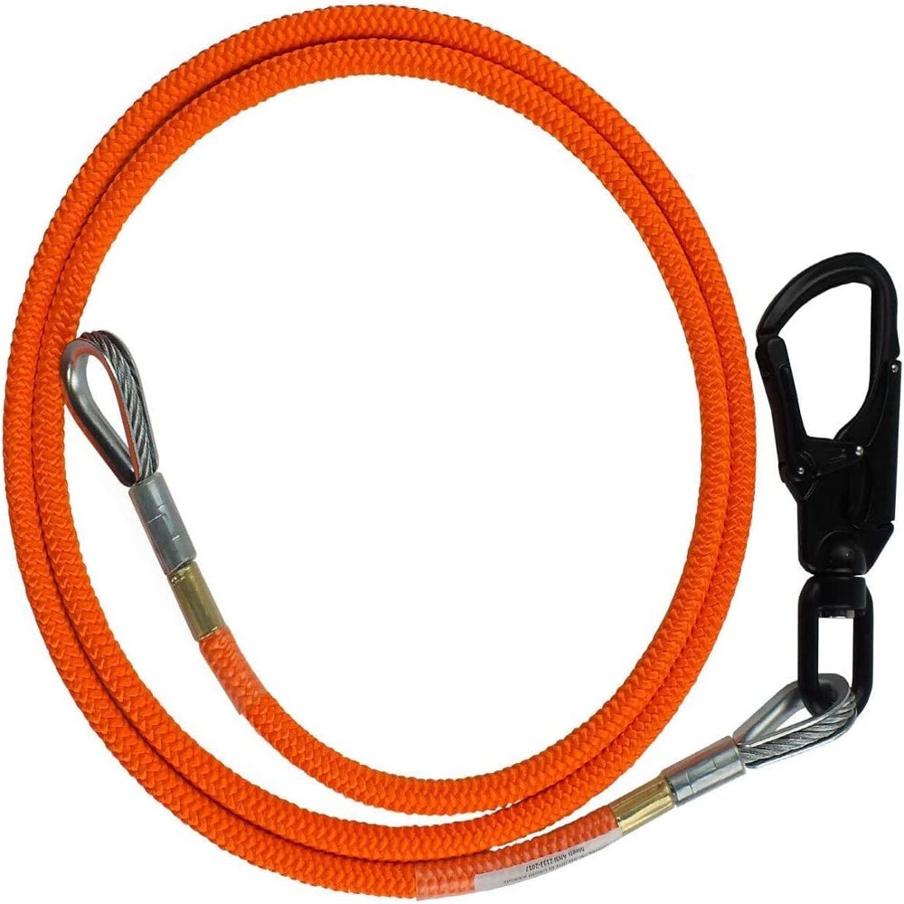 Steel Core Flip Line for Tree Climbing, 1/2 in x 8 ft - USA Made, Aluminum Swivel, Arborist Equipment for Climbing with Spikes & Gaffs