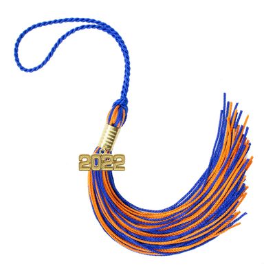 2022 Royal/Orange Graduation Tassel - Every School Color Available -Made in USA