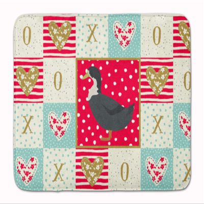 Caroline's Treasures CK5289RUG Blue Swedish Duck Love Machine Washable Memory Foam Mat, Red, Bathroom Rug, Non-Slip Bath Mat, Durable Thick Washable Rugs for Kitchen, Bathroom Quick Dry, Decorative Ar