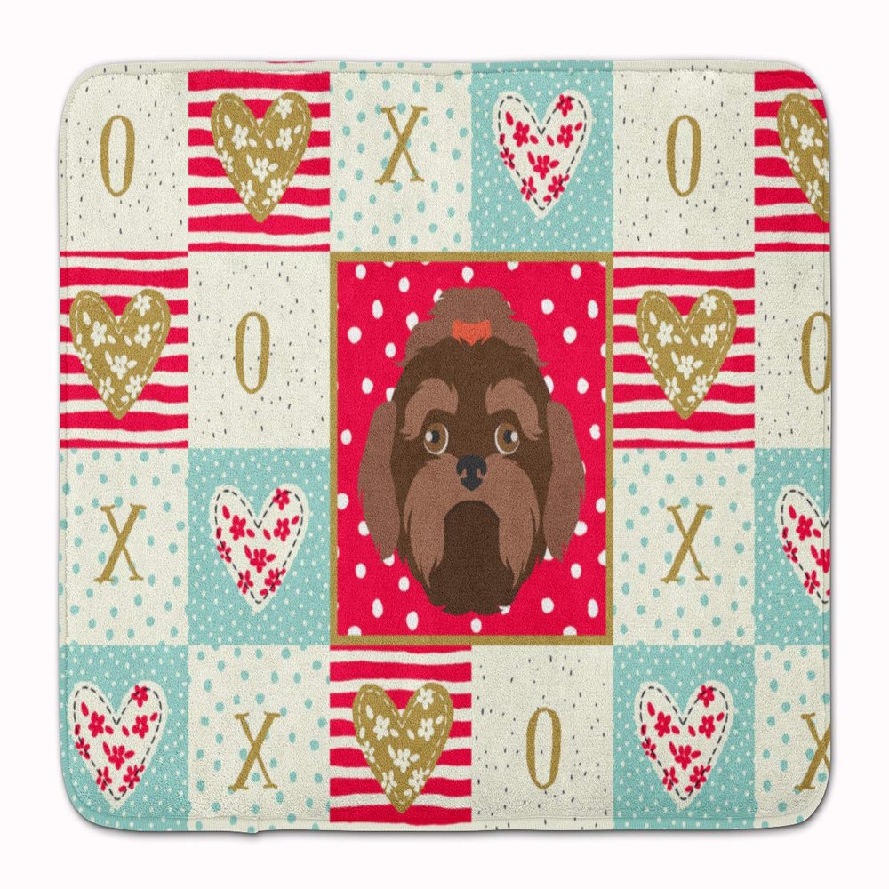 Caroline's Treasures CK5233RUG Russian Lapdog Love Machine Washable Memory Foam Mat, Red, Bathroom Rug, Non-Slip Bath Mat, Durable Thick Washable Rugs for Kitchen, Bathroom Quick Dry, Decorative Artwo
