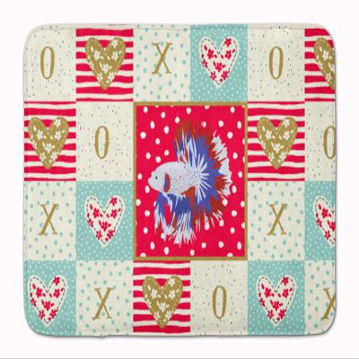 Caroline's Treasures CK5483RUG Comb Tail Betta Love Machine Washable Memory Foam Mat, Red, Bathroom Rug, Non-Slip Bath Mat, Durable Thick Washable Rugs for Kitchen, Bathroom Quick Dry, Decorative Artw