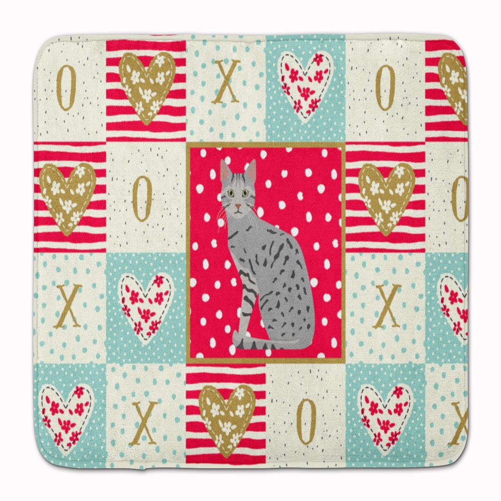 Caroline's Treasures CK5760RUG Egyptian Mau Cat Love Machine Washable Memory Foam Mat, Bathroom Rug, Non-Slip Bath Mat, Durable Thick Washable Rugs for Kitchen, Bathroom Quick Dry, Decorative Artwork,