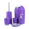 Bathroom Accessories Set, Plastic Bath Sets with Toothbrush Cup Toothbrush Holder Dish Dispenser Rubbish Bin Toilet Brush with Holder 6 Piece, view 2